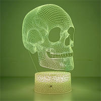 Lámpara De Mesa LED Ilusión 3D Esqueleto Lámpara De Noche Calavera Regalo De Cumpleaños De Halloween De Navidad Para Niños Y Bebés Hombres - details 7