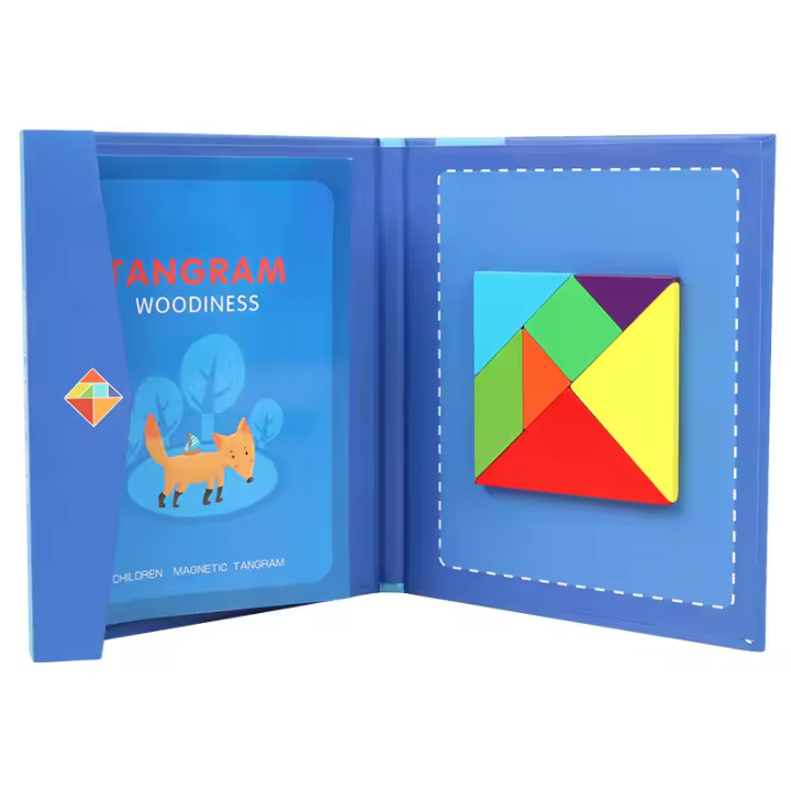 Rompecabezas 3D Magnético Geométrico Tangram Tablero De Madera Educativo Para Niños Juegos Montessori Desarrollo Cerebral - 1