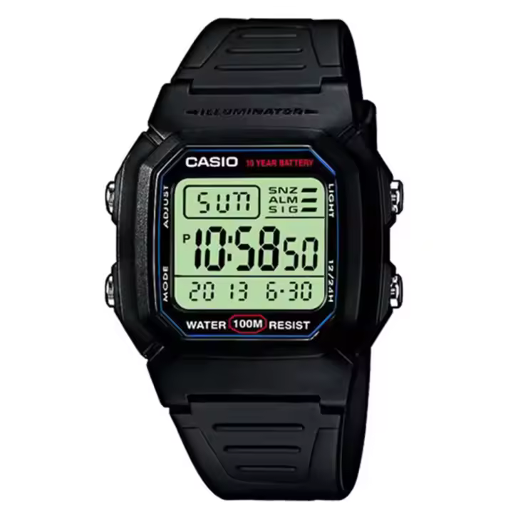 Casio W-800H-1AVES Reloj Digital Hombre - Resistente al agua 100m - Correa de Caucho - Garantía 2 años - 1