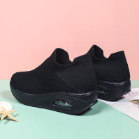Zapatillas De Plataforma Para Mujer Color Beige Y Negro Talla Grande Casual Zapatillas De Correr Trendy Vulcanizadas - details 10