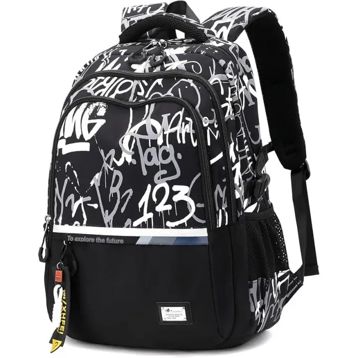 Mochila Escolar de Niño Adolescente - Mochila Colegio Chicos 10 12 16 18 años - Mochila para portátil de 15.6" - Ligera Mochila de Viaje Instituto Grande Impermeable de Moda, Negro - 1