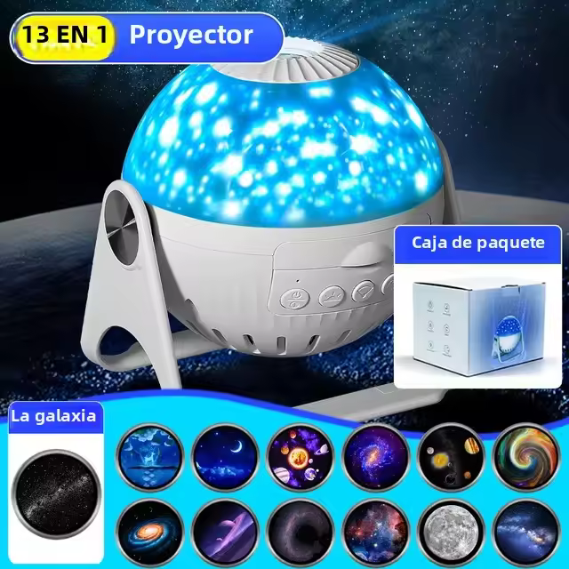 Proyector De Galaxia LED 13 En 1 Luz Nocturna Estelar Para Decoración De Habitaciones De Niños Y Adultos 360° Giratorio Planetario Incluye Bombillas - 1