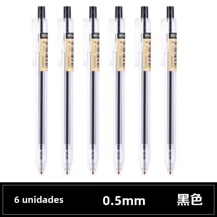 M&G Bolígrafo De Gel Refillable 0.5mm Barra Transparente Empuñadura Ergonómica Negro/Azul Para Estudiantes Y Oficina - 1