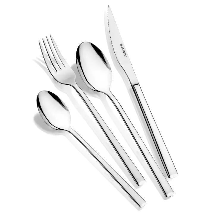 BRA – Juego Cubertería Verona, 24 Piezas de Acero Inoxidable 18/10,  Cuchillos para Carne, Apta para Lavavajillas - 1