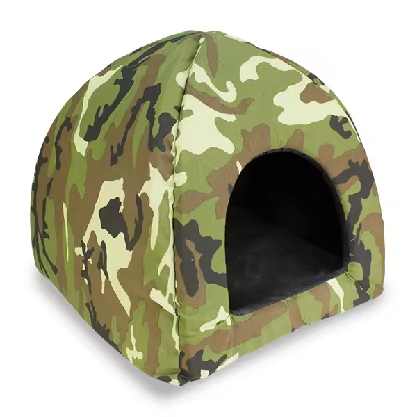 Iglú estilo camuflaje para perros - 45 x 45 x 40 cm - Cómodo y agradable - Accesorios para dormir - 1