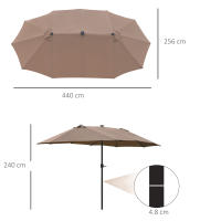 Parasol con LED Parasol Doble 440x260 cm Parasol de Jardín Parasol de Terraza Gran Ovalado con Manivela y Marco Metálico Caquí - details 6