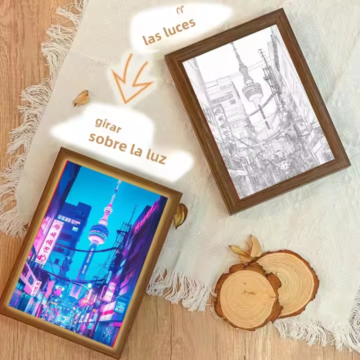 Lámpara De Noche LED Seoul Luz Pintura Fotografía Marco Decoración De Habitación Regalo Para Amigos Lámpara De Mesa Para Cama - 1