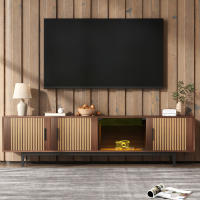 Mueble TV, Mueble Bajo with Textura Tallada, Mueble TV with tira de Luz LED y Puerta de Cristal Templado - details 0