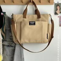 Bolso De Hombro Único De Lona Para Mujer Estudiante Capacidad Grande Estilo Minimalista Urbano Diagonal Cruzado Ecológico - details 12