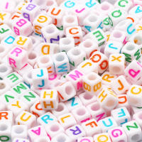 100pcs Cuentas De Letras Cuadradas 6mm Negro Y Oro Aleación De Acrílico Para Manualidades Y Creación De Joyas DIY - details 0