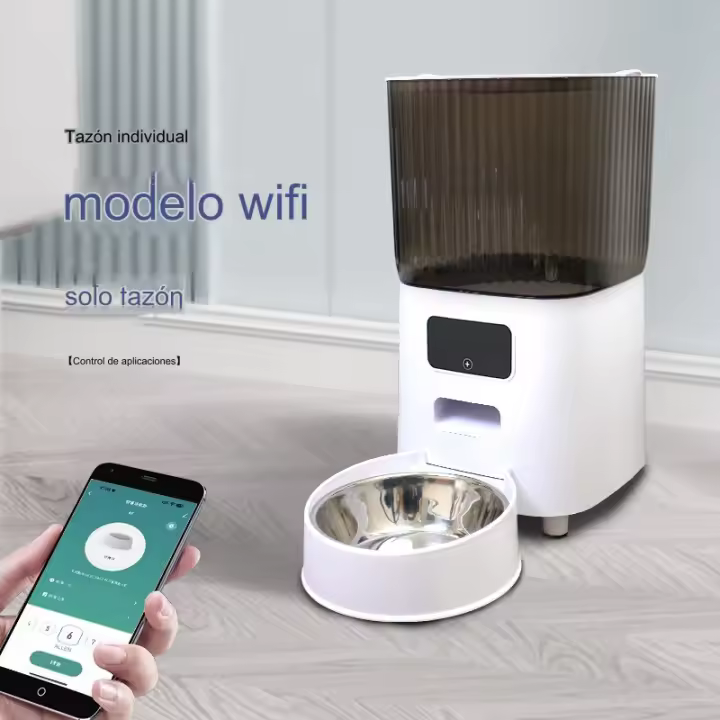 Alimentador automático inteligente para mascotascuenco con o sin cámara5L，Comedero Gato Automatico,Control remotogrande1/2 tazonesComederos Automáticos Inteligente para Gatos y Perros,dispensador de comida para gatos - 1