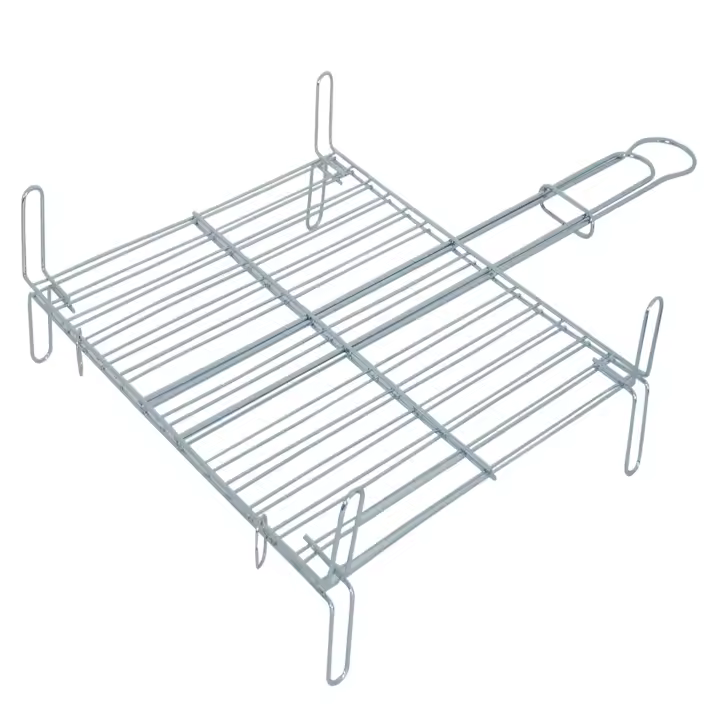 MSV Parrilla Asador en Acero Cromado con Patas para Barbacoa y Eslabón para Mantener Cerrada 45x50cm - 1