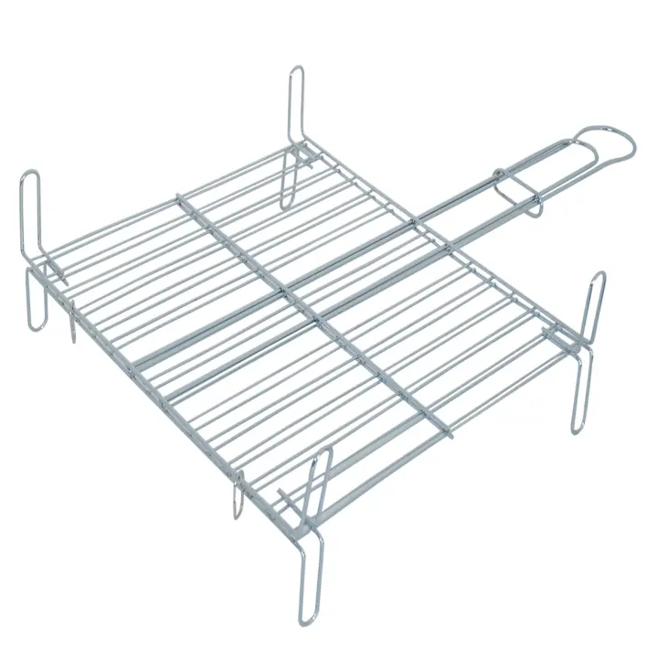MSV Parrilla Asador en Acero Cromado con Patas para Barbacoa y Eslabón para Mantener Cerrada 45x50cm - 1