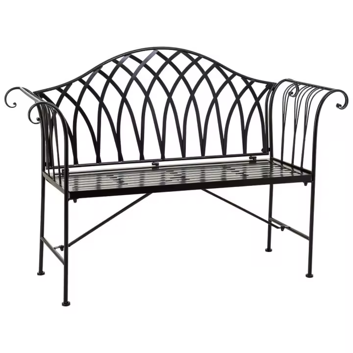 WANDERLUST DECO Banco de Forja Negro para Exterior - Resistente a la Intemperie - 1