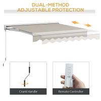 Outsunny Toldo Eléctrico Retráctil y Manual con Mando a Distancia 2,5x2 m Toldo de Exterior Terraza Enrollable con Manivela y Marco de Aluminio para Jardín Puerta Ventana Gris - details 3