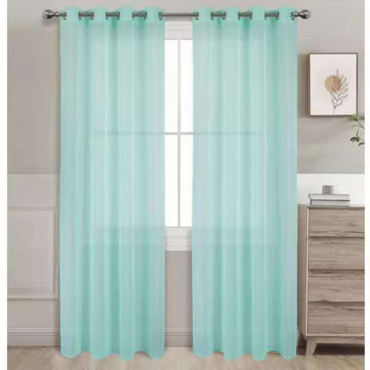 Cortina Transparente 2 Hojas Cortina Translúcida de Dormitorio Moderno 8 Ojales Color Pure Visillo Decorative para Salón Cuarto Dormitorio Cocina Oficina 140x220cm 7915 - 1