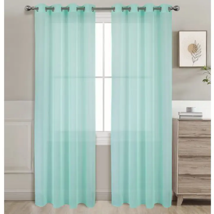 Cortina Transparente 2 Hojas Cortina Translúcida de Dormitorio Moderno 8 Ojales Color Pure Visillo Decorative para Salón Cuarto Dormitorio Cocina Oficina 140x220cm 7915 - 1