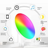 Luz Techo Inteligente 30W 2025 with Alexa/Google Control-Lámpara LED RGBW Dimmable 2700K-6500K, Ultraplana y App (Cert.) CE, Mando Includo) para Salón/Dormitorio-Blanco/Plisado" - details 2