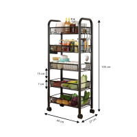 LUTODY - Carro de Almacenamiento Organizador Metálico de Varios Niveles con Ruedas, Carrito Auxiliar Compacto, Verdulero, Frutero, Multiuso para Cocina - details 11