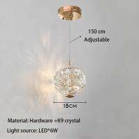 Lámpara Colgante De Cristal K9 Para El Dormitorio Luz Francesa De Lujo Para Barra De Restaurante Y Ambiente De Dandelion - details 13