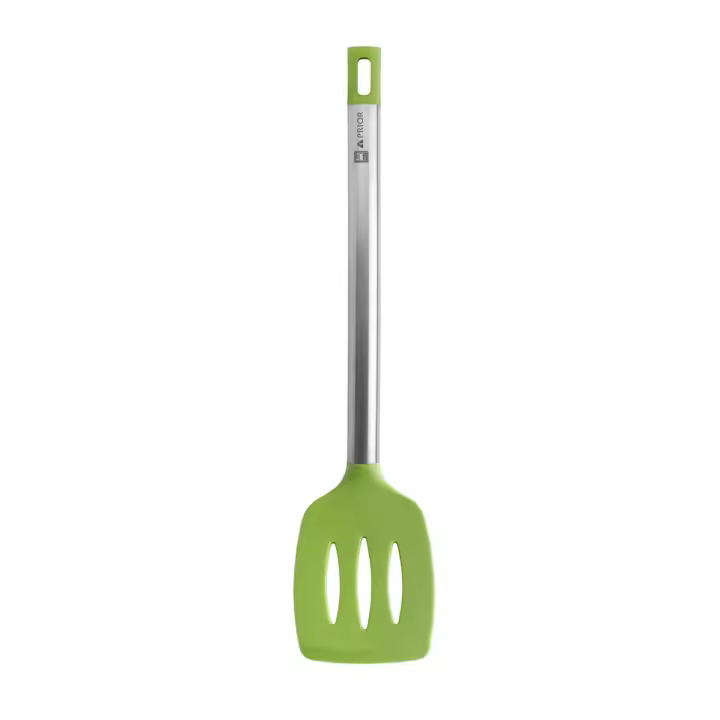 Bra - Espátula de Cocina Prior, 36.5 cm, Acero Inoxidable y Silicona Verde, Apto Lavavajillas, Utensilio Cocina, Escurrir y Servir - 1