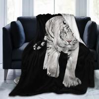Manta De Tigre Blanco Suave Y Cálida De Poliéster Para Sofá Y Cama Estilo Americano Con Estampado De Noche Estrellada Manta Portátil Para Todas Las Estaciones - details 11