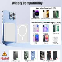 Power Bank 6500mAh Magnético,Banco de energía magnético, Bateria Externa mag-Safe,Batería Inalámbrico 15W,PD 20W, Carga Rapida Inalámbrico Cargador Portátil Compatible con iPhone 15/14/13/12 Pro/Pro MAX, Android, Color Blanco - details 0