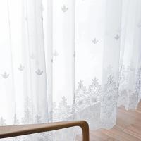 Cortina De Tela De Encaje Con Bordado De Espejo Floral Estilo Europeo 1 Pieza Para Dormitorio Y Sala De Estar Translúcida De Poliéster 100% - details 6