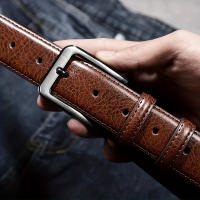 Cinturón De Cuero Para Hombres Con Hebilla De Punta Casual Retro Para Jeans Regalo De Día Del Padre Y San Valentín - details 3