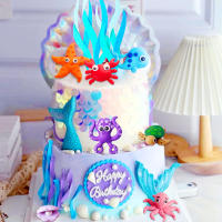 Toppers De Pastel De Mar LaVenty Tema Oceánico Decoraciones Para Cumpleaños Y Revelación De Género Figuras De Animal Marinos Para Pasteles Y Cupcakes - details 3