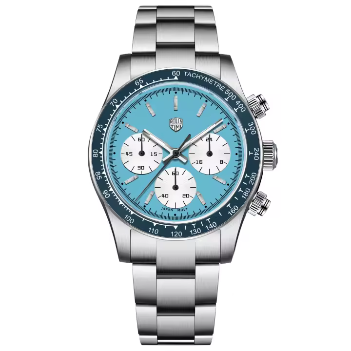 Reloj De Cuarzo Para Hombre RollsTime Panda Con Cronógrafo Bisel Cerámico Espejo De Zafiro Resistente Al Agua Y Luz Nocturna Regalo Elegante VK63 - 1
