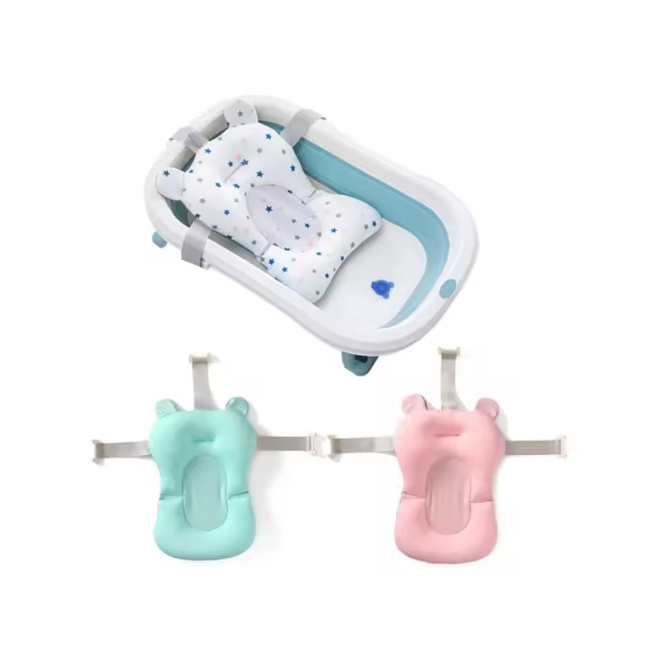 Asimiento de baño para Bebe, albrilla de Apoyo plegable para bañera de Bebe, almohadilla y Silla para bañera de Nuevo Nasido, almohadón antideslizante para Bebe, cojín suave y Cómodo para el cuerpo - 1