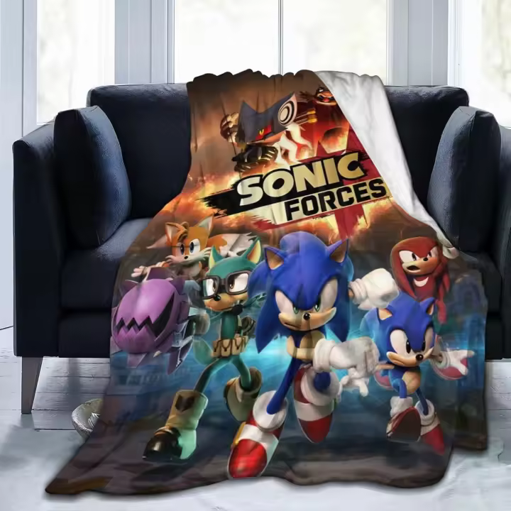 Manta de lana de franela Ultra suave para todas las estaciones, manta de Sonic, peso ligero, sala de estar/dormitorio, manta cálida - 1