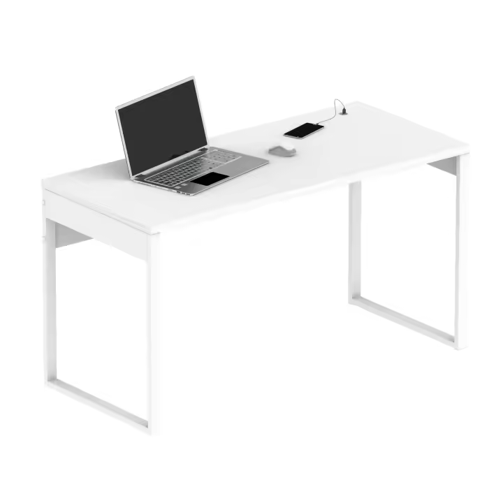 Briebe Smuk Escritorio Mesa de Ordenador Oficina Estudio, Patas Estructura Metálica Industrial 76x135x60cm, , Blanco - 1
