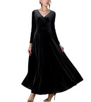 Vestido Largo De Veludo Elegante Para Fiesta De Noche V-Neck Vestido Formal De Mujer Vestido Maxi De Autum 2023 Cierre Pullover Polyester - details 15
