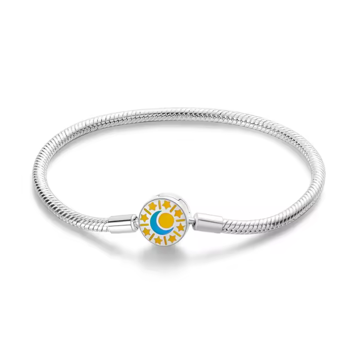 Pulsera De Plata 925 Para Mujer Con Cierre Original Y Cadena De Serpiente Adecuada Para Colgar Charm Brillo Zirconia Clásica Para Fiestas - 1