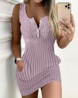 Vestido De Mujer Slim-fit Con Mangas Cortas Y Color Sólido Para Primavera Y Verano Moda Trabajo Vestido Largo Hasta La Rodilla - details 0