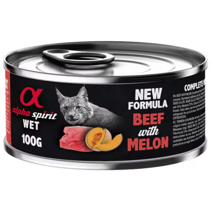 Alpha Spirit Alimento Húmedo para Gatos sabor Ternera con Melón | 100% Natural y Sin Cereales - 1