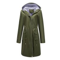 Abrigo De Trench Para Mujer Con Capucha Y Mangas Largas De Color Sólido Estilo Británico Elegante Con Rayas Y Chaqueta Recta Impermeable Para Todas Las Estaciones - details 22