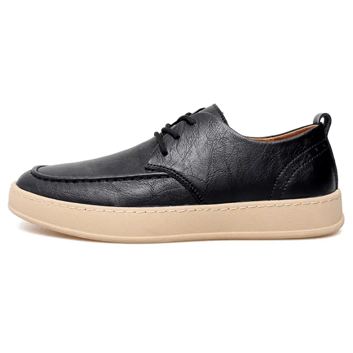 Zapatos Casuales Para Hombre En Cuero Genuino Italiano Zapatillas De Correr Al Aire Libre Zapatos De Oficina Con Cordones - 1
