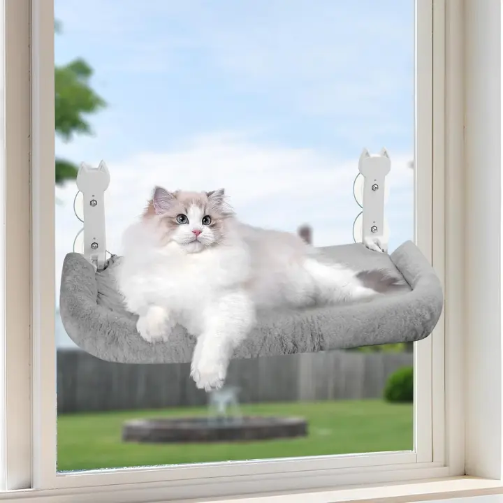 Plegable Hamaca Gato Ventana, 30x60cm Cama Gatos with Fuerte Winding, Cama para Gatos with Ventosa, Alfombra Reversible, Hamaca Cama Gato Ventana para Gatos, Soportar hasta 25kg - 1