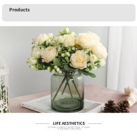 1PC Bouquet De Flores Artificiales Rosa Peonía Blanca Para Decoración De Casamientos Invierno Y Fiestas En Casa Plantas Falsas Baratas - details 6