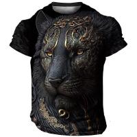 Camiseta De Hombre Con Estampado 3D De León Domineante Verano Casual Animal Pattern Top Harajuku Manga Corto Sobredimensionado Streetwear - details 7