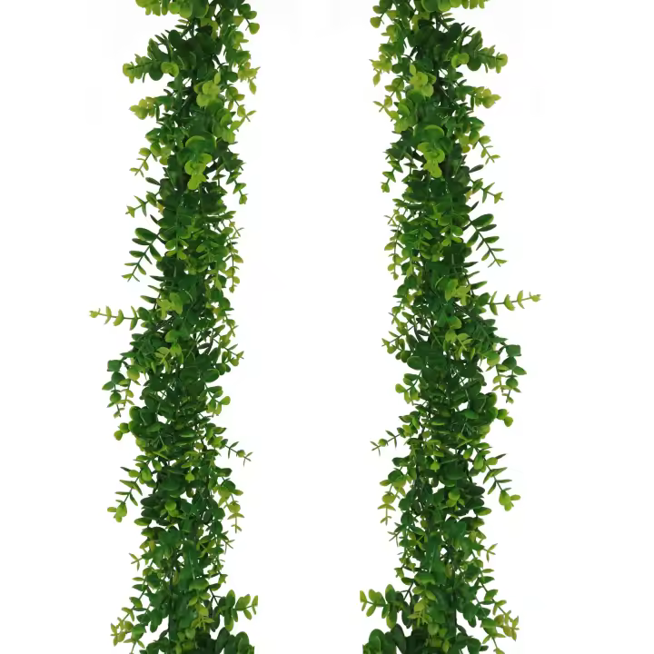 Guirnalda de eucalipto artificial, paquete de 2, 3,6 m, Hojas Artificiales, Tallos de Hojas, Guirnalda Verde para Bodas, Fiesta, decoración del Hogar - 1