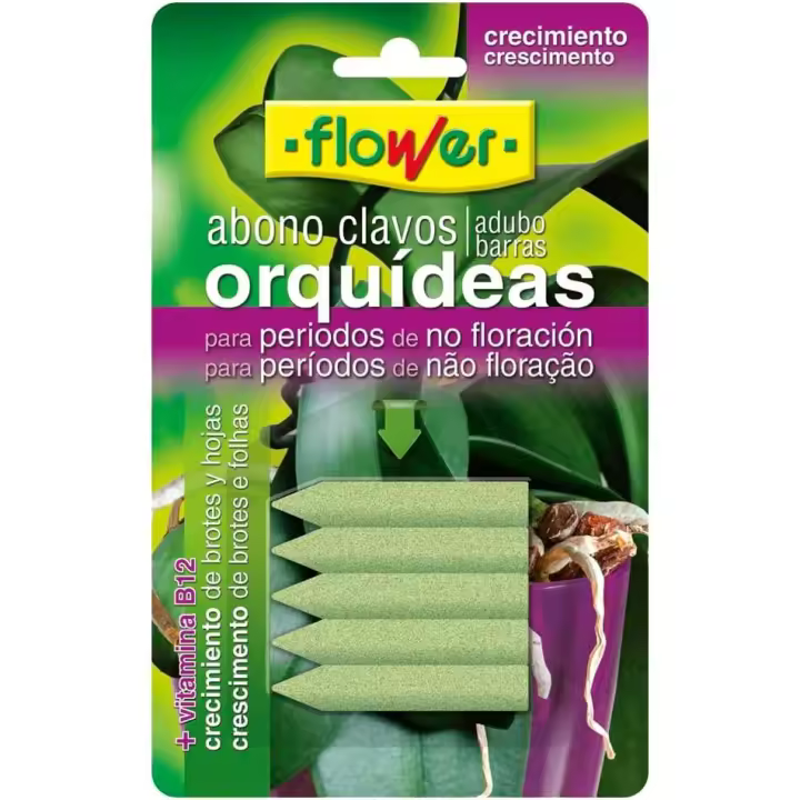 Flower Abono Clavos Orquídeas, Especial Crecimiento y Floración, Blister 5 Unidades - 1