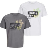 Jack & Jones SS25 Hombre Pack 2 Camisetas de Algodón Mod JJjaxon TEE CREW logo estampado Moda Casual Informal REF 269390 - details 1