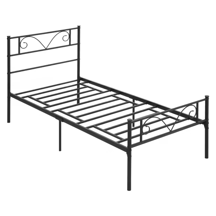 HOMCOM Marco de Cama Individual de Metal 31 cm para Colchón 90x190 cm con Cabecera Forma de Mariposa Estructura de Cama con Espacio Bajo de Almacenamiento 95x196x100 cm Negro - 1