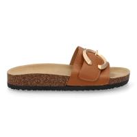 PuntoSalao Sandalias planas cómodas bio en pala para mujer color camel VR5-1757 - details 1