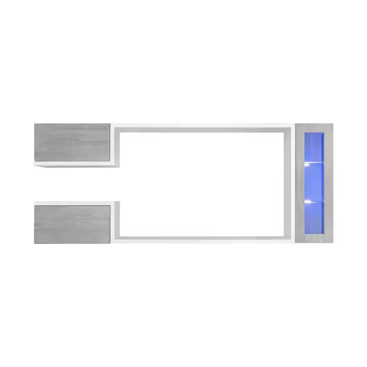 MB Muebles Bonitos - Conjunto Mueble de Salón, LED, Ancho 230cm, Blanco y Gris, Mueble TV, Modelo Urko - 1