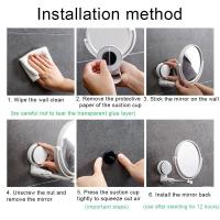 Espejo De Maquillaje Plegable Y Giratorio De 360° Instalación Sin Lijar Redondo Para Afeitar HD Accesorios De Baño - details 2